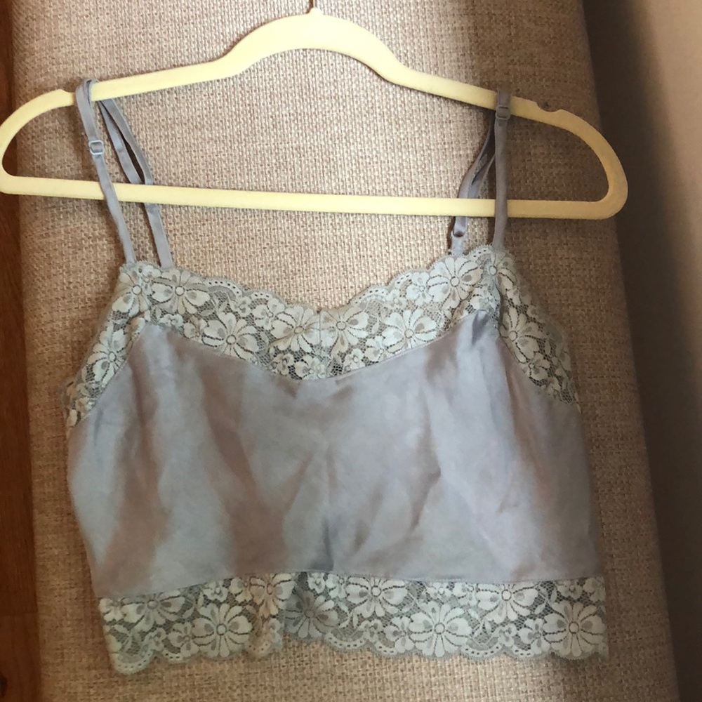 Satin lace crop tank